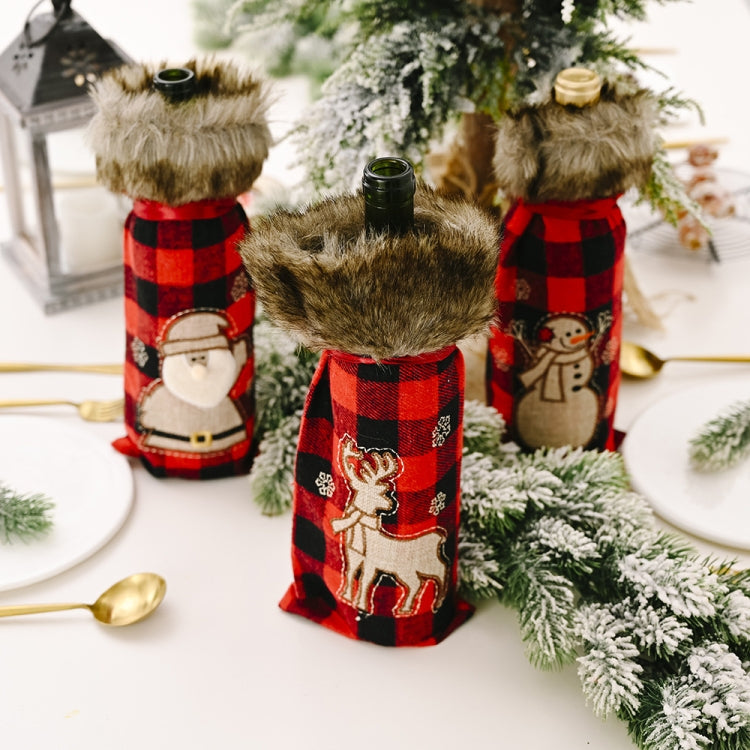 Decorations Red Lattice Wine Set Home Christmas Champagne Wine Bottle Set(Elderly) by bashfashion