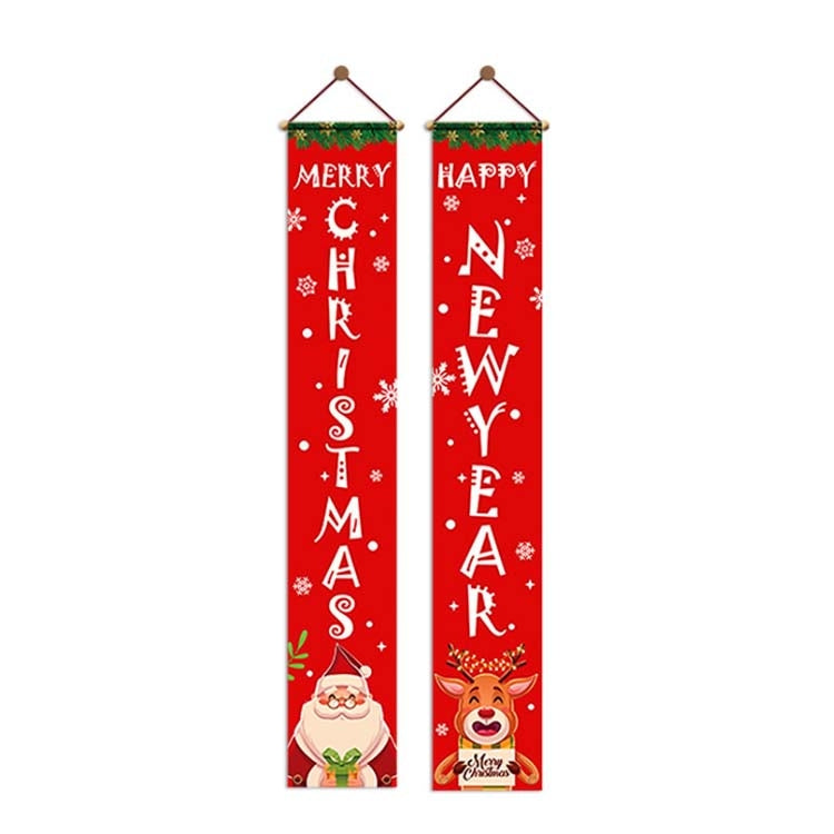 Christmas Decoration Door Hanging Christmas Atmosphere Decoration Christmas Couplet Curtain(English Letter) by bashfashion