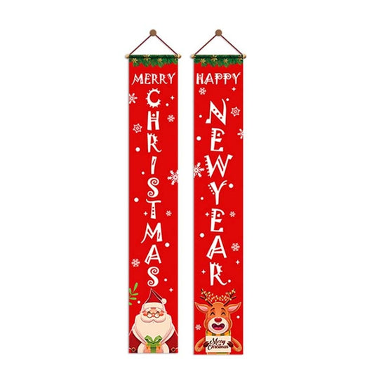 Christmas Decoration Door Hanging Christmas Atmosphere Decoration Christmas Couplet Curtain(English Letter) by bashfashion