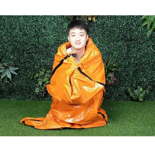 Outdoor Pe Sleeping Bag Disaster Relief & Cold Prevention Heat Insulation & Warmth Emergency Sleeping Bag(Orange) by bashfashion