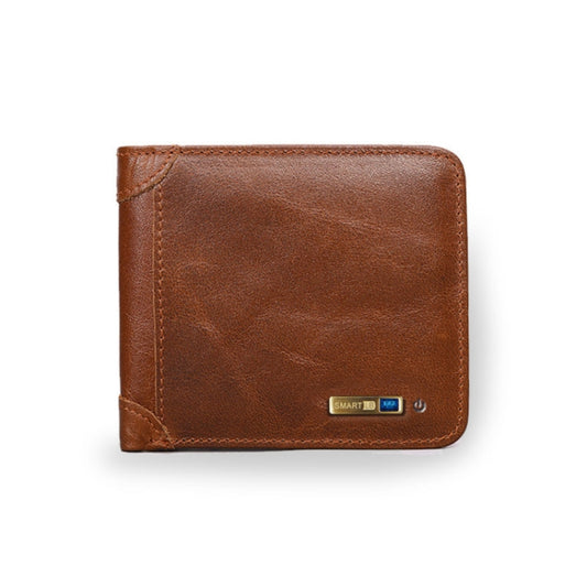 Men Leather Business Wallet Smart Anti-Lost Anti-Theft Wallet, Style:Smart(Light Brown) by bashfashion
