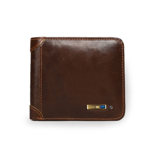 Men Leather Business Wallet Smart Anti-Lost Anti-Theft Wallet, Style:Smart(Brown) by bashfashion