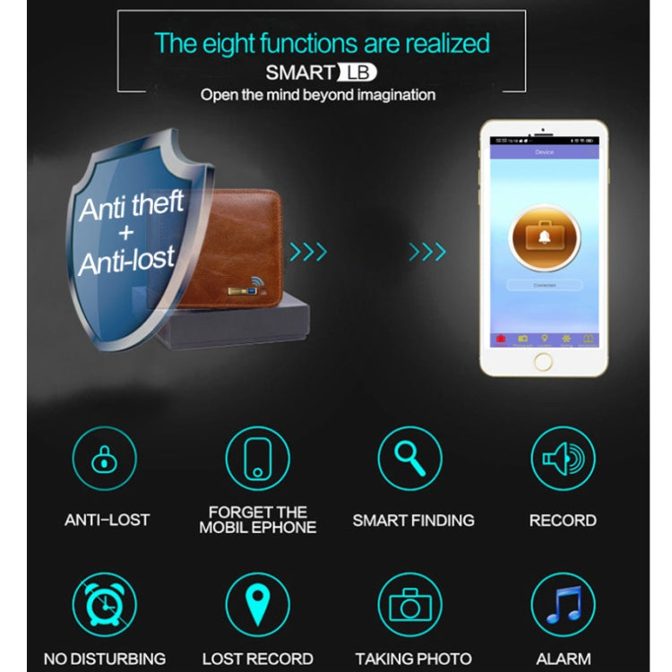 Men Leather Business Wallet Smart Anti-Lost Anti-Theft Wallet, Style:Smart(Brown) by bashfashion