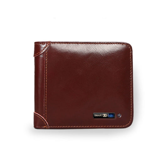 Men Leather Business Wallet Smart Anti-Lost Anti-Theft Wallet, Style:Smart(Wine Red) by bashfashion