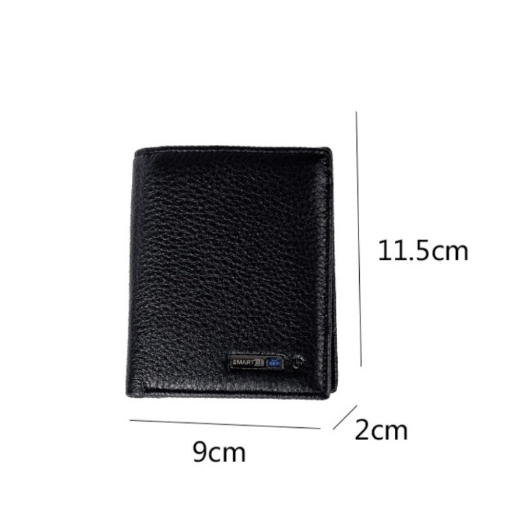 Vertical Wallet Smart Bluetooth Anti-Lost Anti-Theft Leather Bag, Style:Smart(Black) by bashfashion