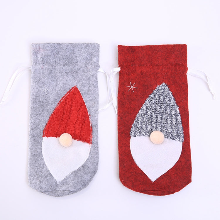 Christmas Machine Embroidered Faceless Old Man Wine Bottle Bags Table Decorations(Red) by bashfashion