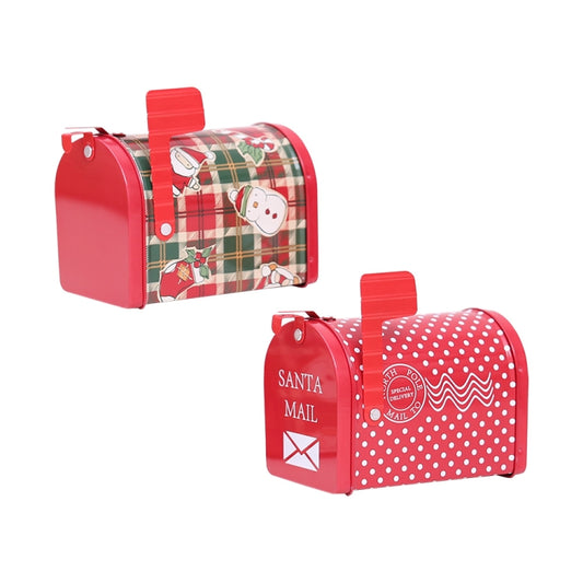 Christmas Decorations Tinplate Mailbox Box Children Gift Cartoon Candy Box(Cartoon Lattice) by bashfashion