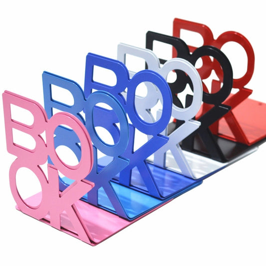 Alphabet Shaped Iron Metal Bookends Support Holder Desk Stands For Books(Blue) by bashfashion