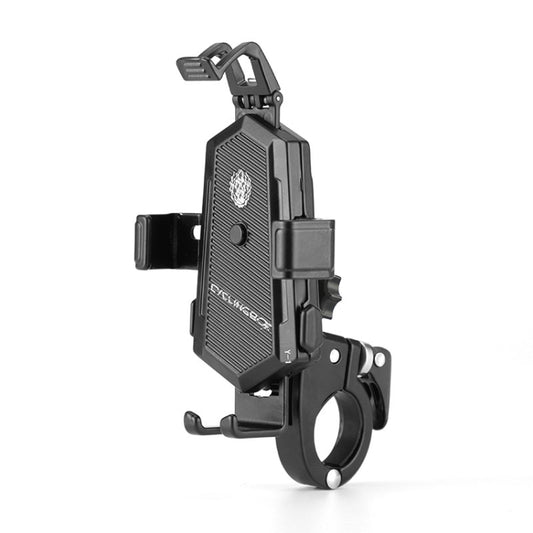 Bicycle Mobile Phone Holder Can Rotate And Adjust Fixed Aluminum Alloy Bracket Automatic Grab Bracket, Style:Handlebar Installation(Black) by bashfashion
