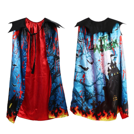 Halloween Dress Up Kids Double-Layer Printed Cloak, Size: Free Size by bashfashion
