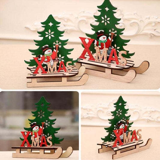 Christmas Decorations Christmas Painted Wooden Assembly DIY Sleigh Car Decoration Jigsaw Puzzle Gift, Size:Large(Snowman) by bashfashion