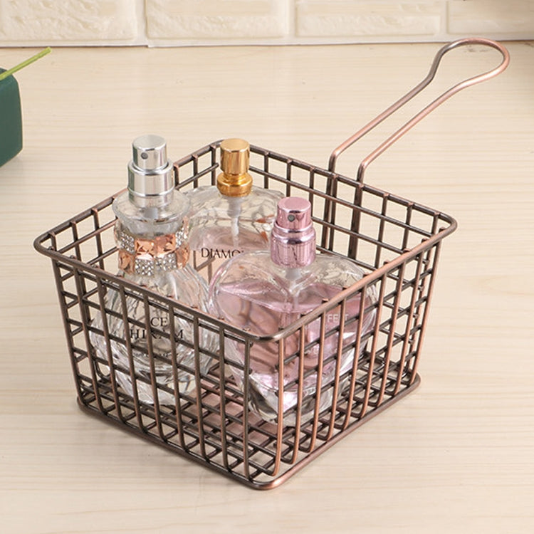 Electroplating Wrought Iron Fries Fried Basket Mini Grid Fried Food Storage Basket, Colour: Chrome(10x10x7.5cm) by bashfashion