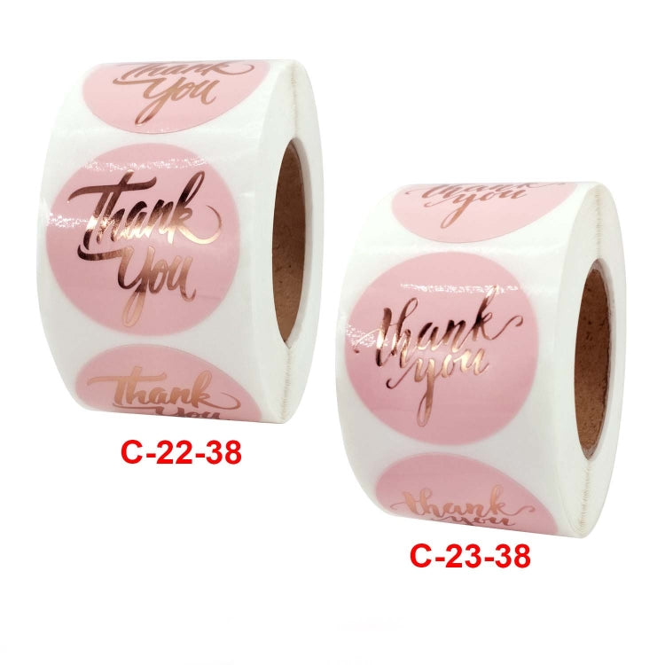 2 PCS Water Pink Hot Stamping Thank You Sticker Envelope Gift Decoration, Size: 3.8cm / 1.5inch(C-22-38) by bashfashion