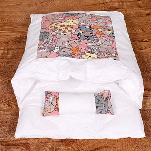 Closed Removable and Washable Cat Litter Sleeping Bag Winter Warm Dog Kennel, Size: L(Pink Cat) by bashfashion