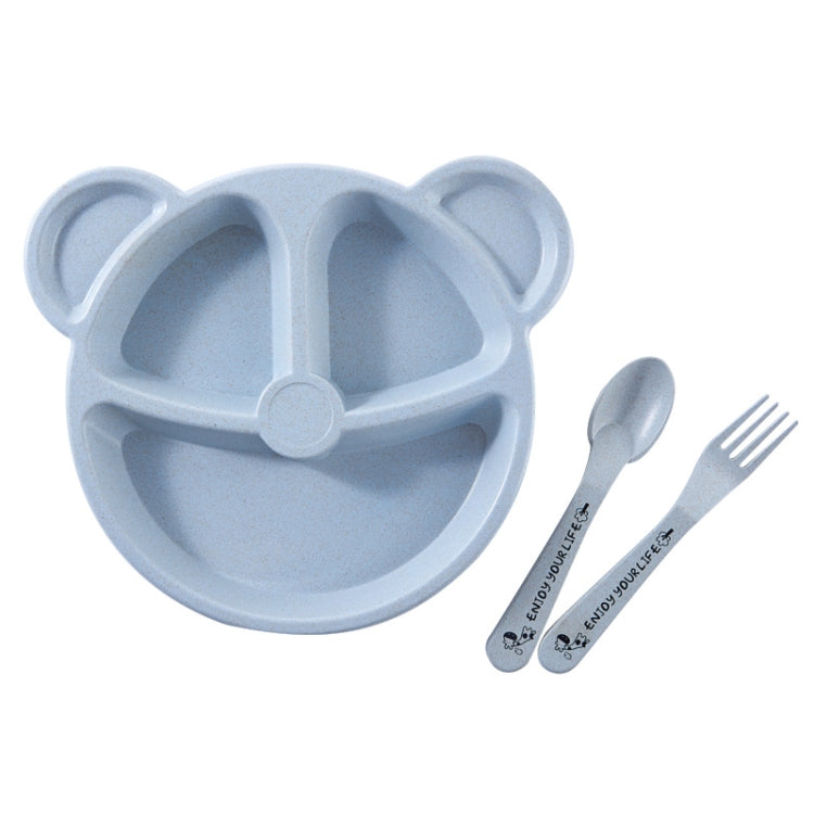 3 PCS/Set Baby Bowl+Spoon+Fork Feeding Food Tableware Cartoon Bear Kids Dishes Eating Dinnerware(Beige Set) by bashfashion