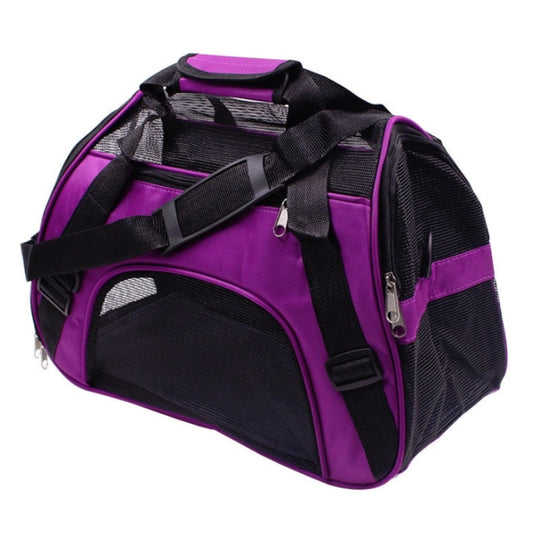 Portable Pet Backpack Dog Go Out Messenger Folding Bag Pet Supplies, Specification: Medium(Purple) by bashfashion