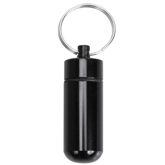 10pcs Portable Sealed Waterproof Aluminum Alloy First Aid Pill Bottle with Keychain(Black) by bashfashion