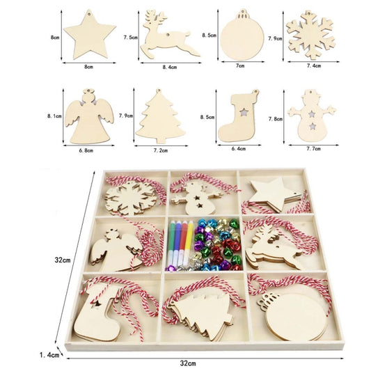 Christmas Creative DIY Decoration Gift Set Handmade Wood Chip Pendant, Style:JM02027 by bashfashion