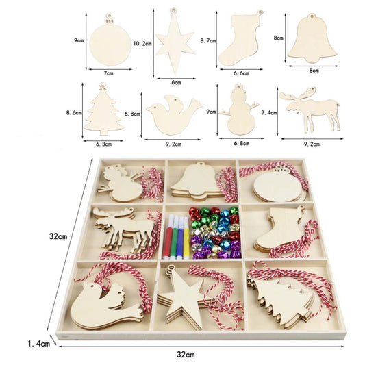 Christmas Creative DIY Decoration Gift Set Handmade Wood Chip Pendant, Style:JM02028 by bashfashion