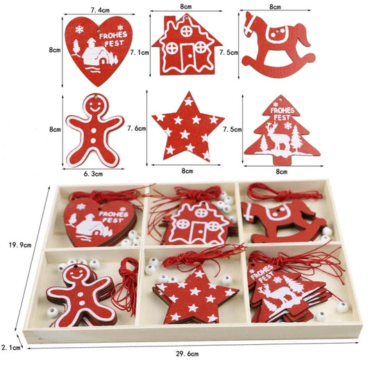 Christmas Creative DIY Decoration Gift Set Handmade Wood Chip Pendant, Style:JM02033 by bashfashion