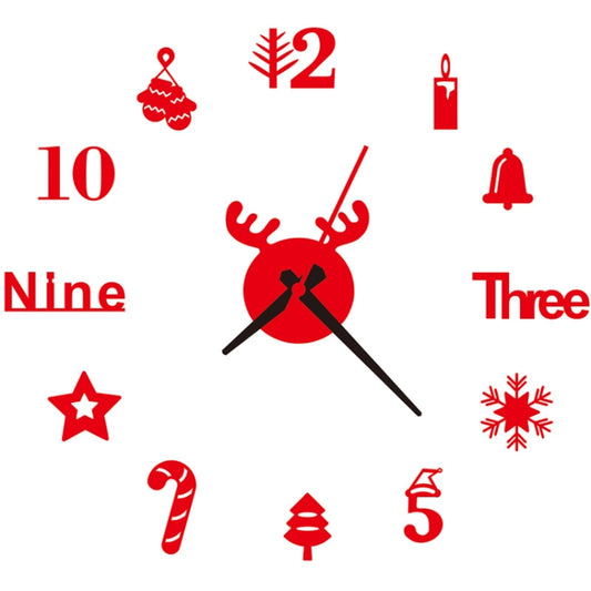 Acrylic 3D Wall Clock DIY Living Room Bedroom Wall Background Decoration(Red) by bashfashion