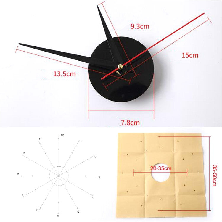 Acrylic 3D Wall Clock DIY Living Room Bedroom Wall Background Decoration(Red) by bashfashion