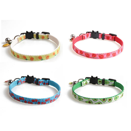 Pet Webbing Fruit Cat Collar With Fruit Accessories Bell Pet Collar, Size:1x28cm(Avocado) by bashfashion