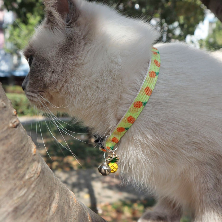 Pet Webbing Fruit Cat Collar With Fruit Accessories Bell Pet Collar, Size:1x28cm(Pineapple) by bashfashion