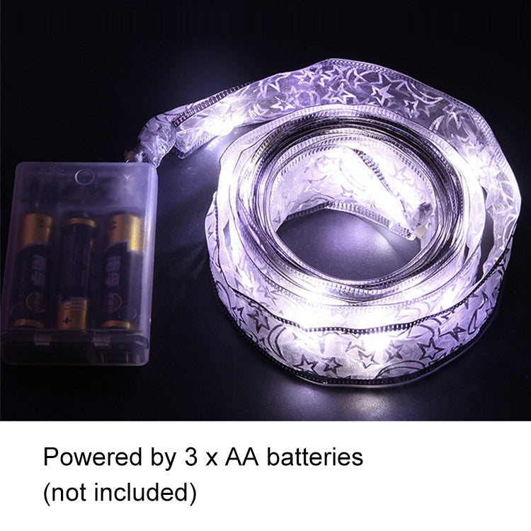 4m 40LEDs Gift Decoration Ribbon Light String LED Copper Wire Ribbon Christmas Tree Top Bowknot Light(White Light) by bashfashion