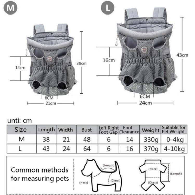 Doglemi Pet Outing Backpack Dog Shoulder Chest Bag Breathable Mesh Dog Cat Bag, Size:M(Gray) by Doglemi