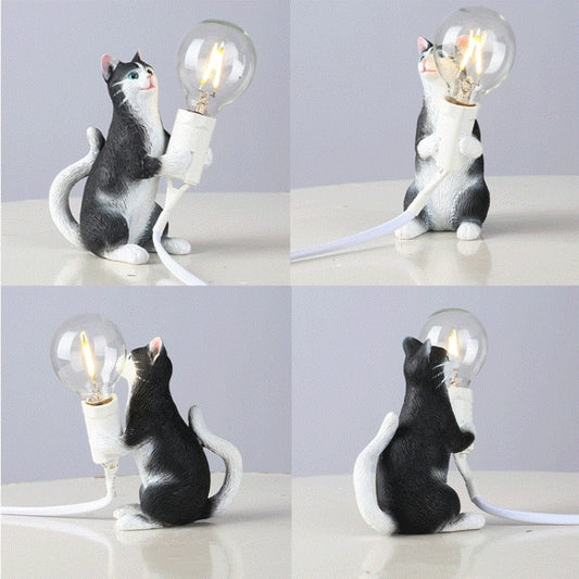 Cat Light Animal Table Lamp Mini Night Light, Power Plug:UK Plug(Holding Baby) by bashfashion