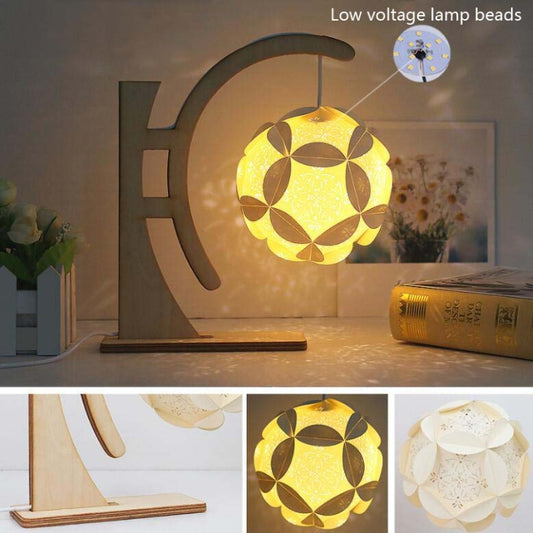 Paper Art Light And Shadow Paper Carving Lamp DIY Handmade Creative Small Table Lamp, Style:Arc-shaped by bashfashion