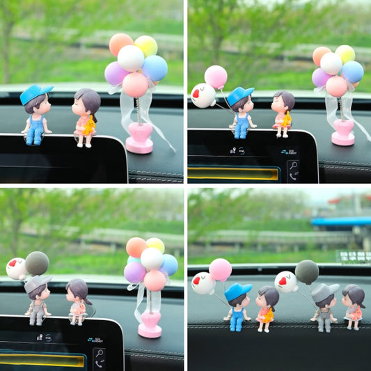 In Car Ornament Lovely Kissing Couple Doll, Colour:Gray Couple Balloon+Spring Balloon by bashfashion