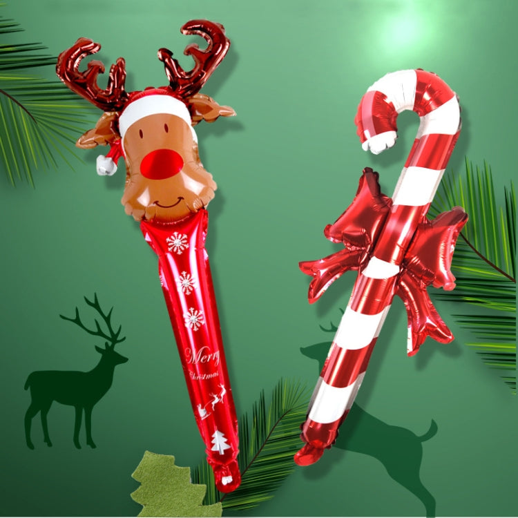 20 PCS 24 Inch Christmas Inflatable Stick Cane Candy Elk Head Handheld Balloon Aluminum Film Material Decoration Balloon(Crutch) by bashfashion