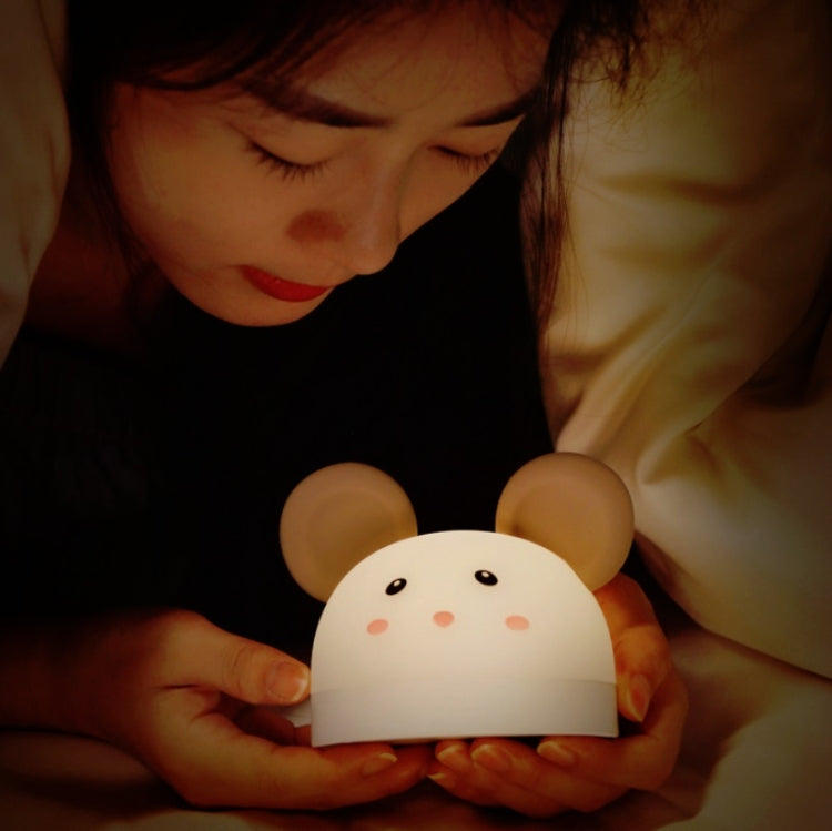 Cute Mouse Silicon Night Light with Electronic Alarm Clock Function Bedside Sleeping Desk Lamp Learning Clock by bashfashion