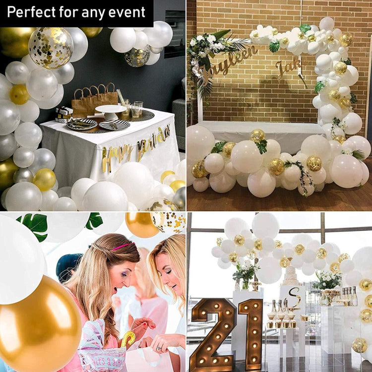White Gold Party Theme Balloon Garland Set Birthday Wedding Decoration Balloon Set by bashfashion