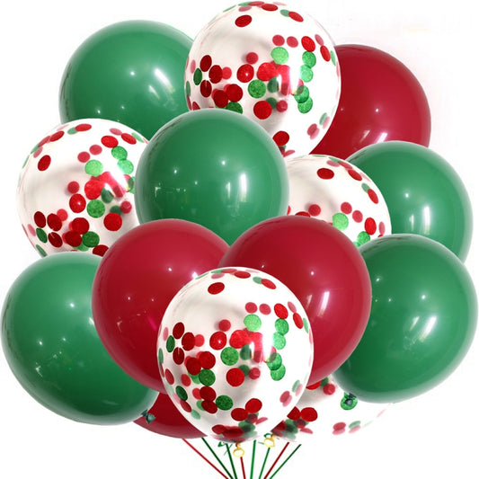 1 Set Christmas Red Green Confetti Balloon Set Merry Christmas Christmas Party Decorations by bashfashion