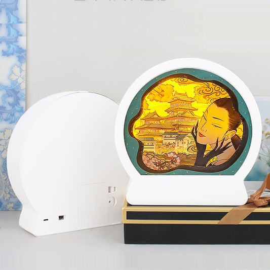 Chinese Style Paper Carving Lamp Night Light 3D Personalized Gift Decoration, Light Color:Warm Light(Colorful) by bashfashion