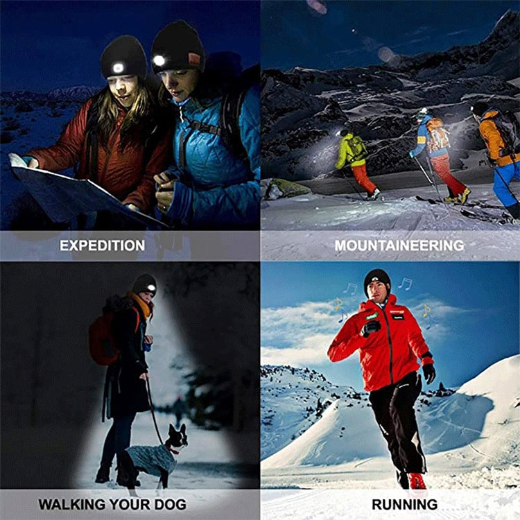 Outdoor Night Running Night Fishing LED Light Illumination Bluetooth 5.0 Knitted Hat (Grey) by bashfashion