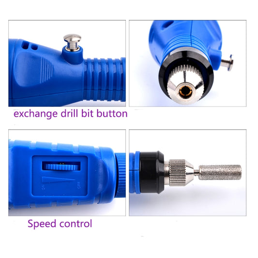 Electric Nail Kit Nail Tips Manicure Machine Electric Nail Art Pen(EU Black) by bashfashion