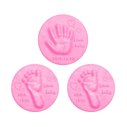 10 PCS Baby Care Air Dry Soft Clay Baby Hand and Foot Inkpad(Pink) by bashfashion