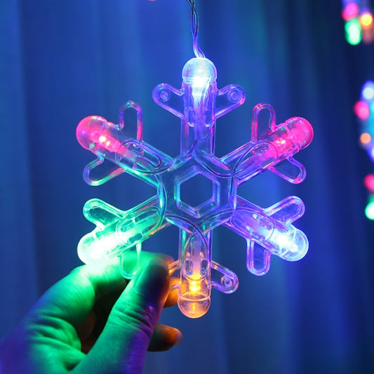 LED Inverted V Snowflake Five-Star Decorative Lights Christmas Waterproof String Lights, EU Plug(Colorful Light) by bashfashion