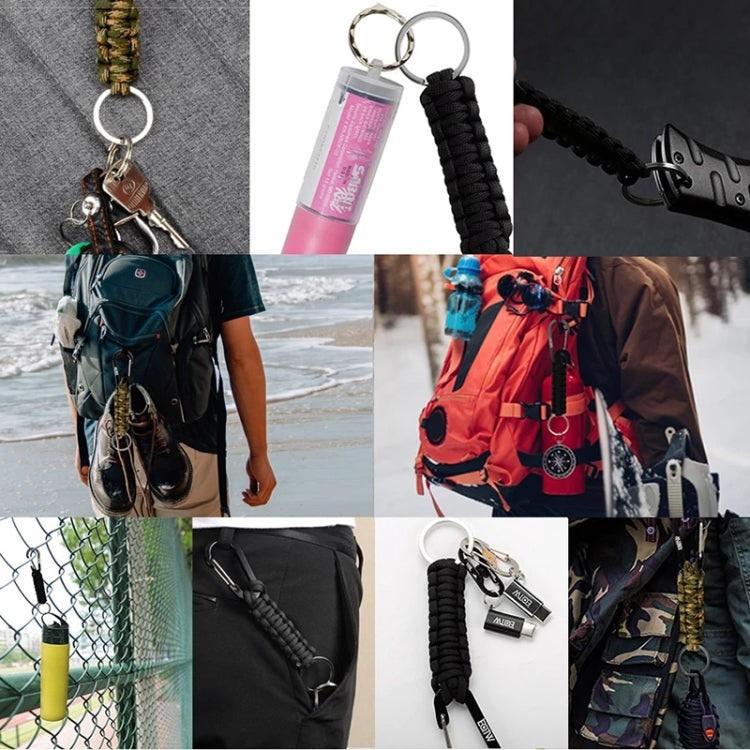 Outdoor Multifunctional Nylon Umbrella Rope Carabiner Key Chain(Black) by bashfashion