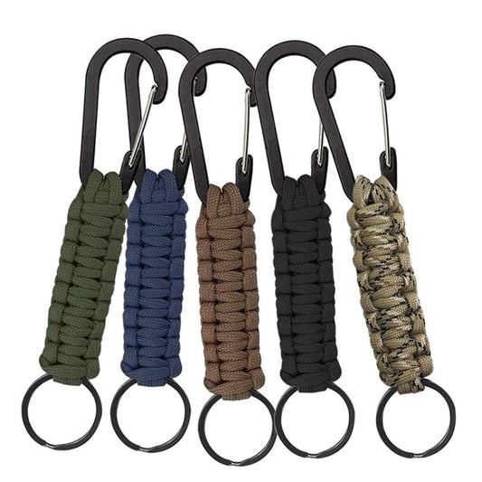 Outdoor Multifunctional Nylon Umbrella Rope Carabiner Key Chain(Brown) by bashfashion