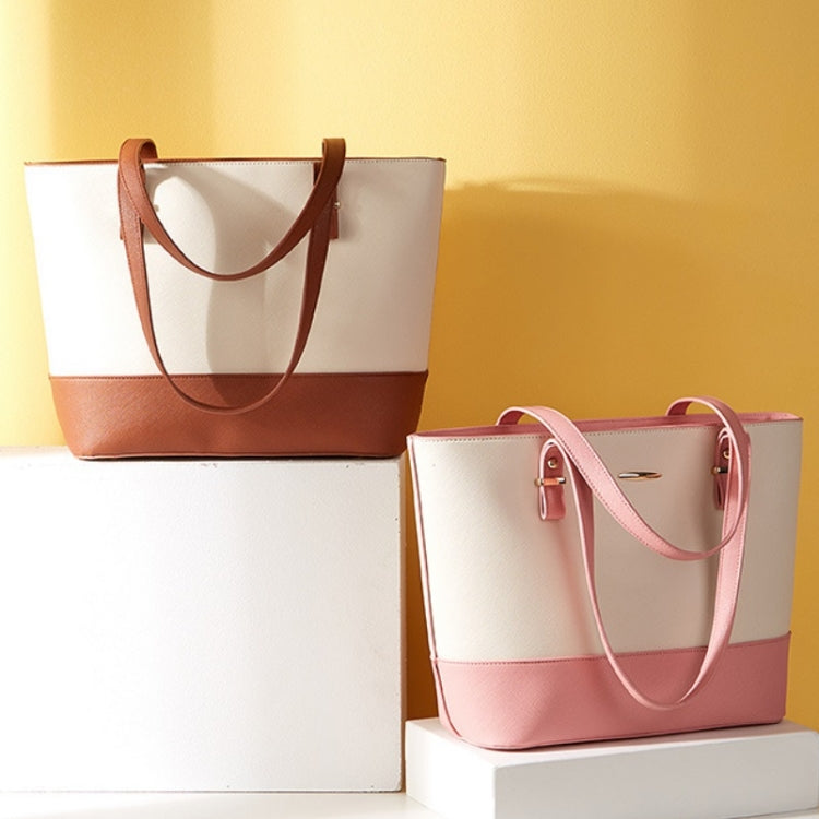 3 in 1 Fashion Simple Lady Diagonal Large Capacity Handbag Letter Bag(White + Pink) by bashfashion