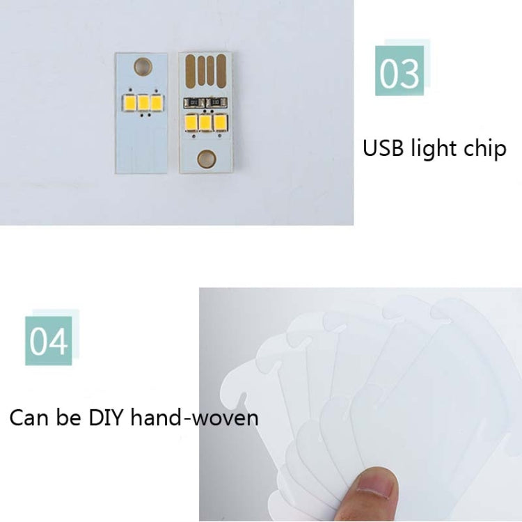 Creative Bedroom Bedside Night Light USB Round Romantic Room Decoration Lamp with Wood Base, Style: DIY Material Kit(White) by bashfashion