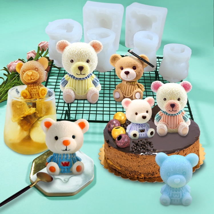 Cartoon Milk Tea Coffee Bear Ice Cube Silicone Mold Aromatherapy Candle Plaster Epoxy Mold, Specification: MC-149 by bashfashion