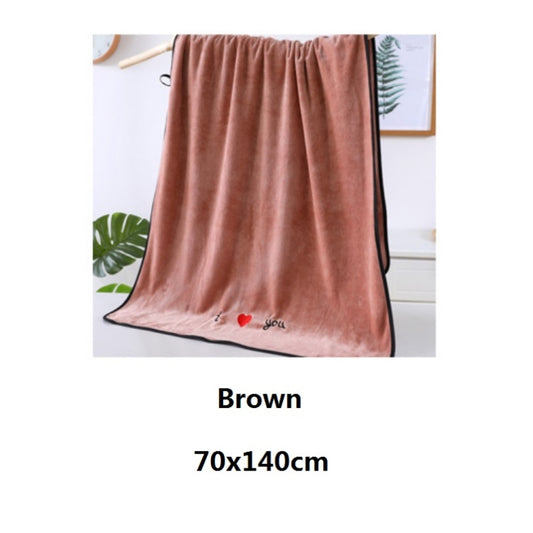 Soft Thick Absorbent Fiber Couple Large Bath Towels, Size:70x140cm(Brown) by bashfashion