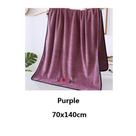 Soft Thick Absorbent Fiber Couple Large Bath Towels, Size:70x140cm(Purple) by bashfashion