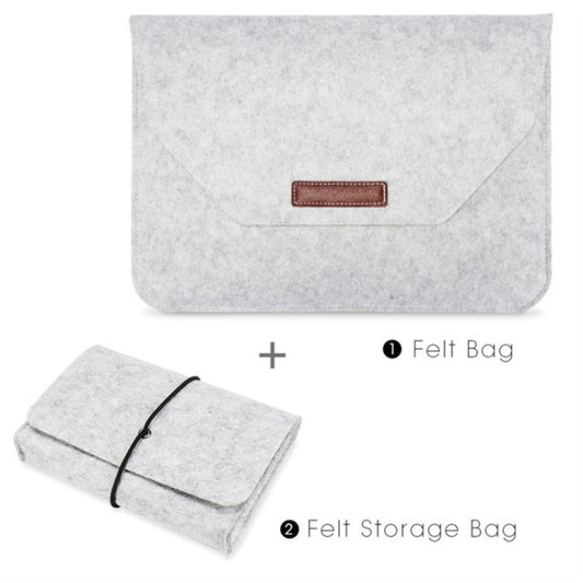 Portable Air Permeable Felt Sleeve Bag for MacBook Laptop, with Power Storage Bag, Size:12 inch(Grey) by bashfashion